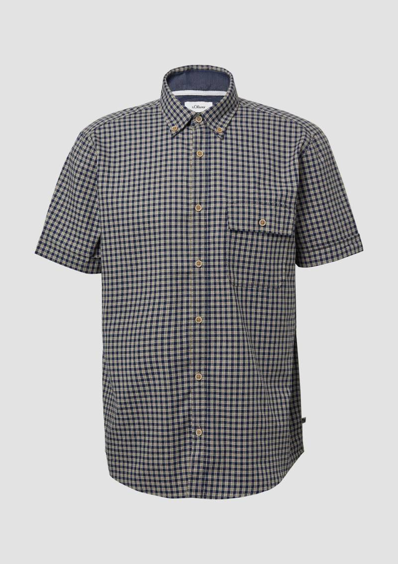 s.Oliver - Regular Fit: Kariertes Hemd aus Baumwolle mit Button-Down-Kragen, Herren, blau von s.Oliver