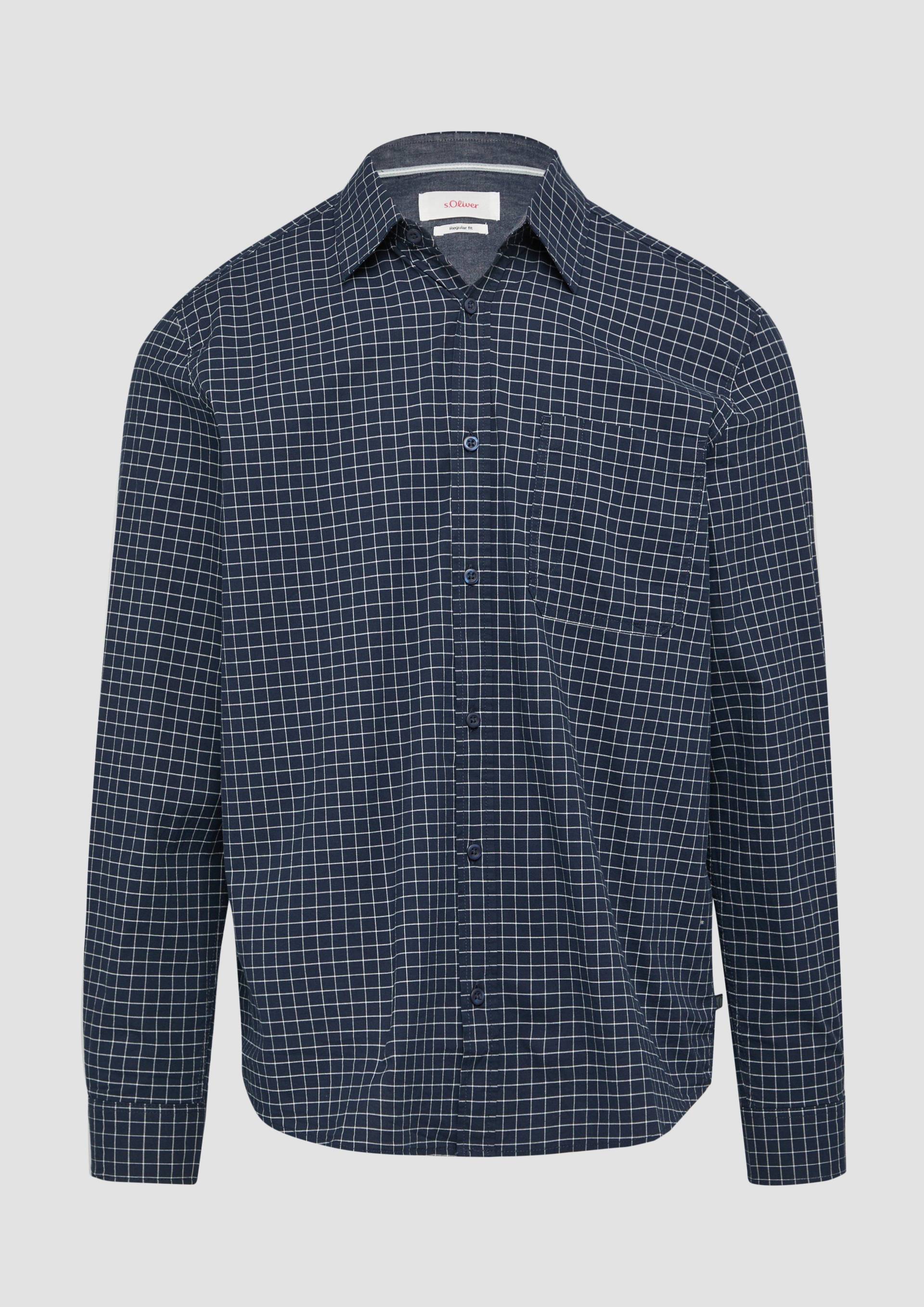 s.Oliver - Regular Fit: Kariertes Hemd aus Baumwollstretch mit Brusttasche, Herren, blau von s.Oliver