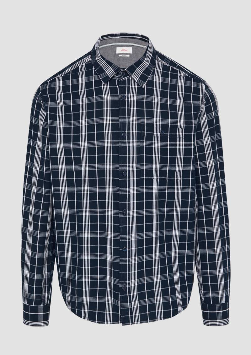 s.Oliver - Regular Fit: Kariertes Hemd mit Label-Patch, Herren, blau von s.Oliver