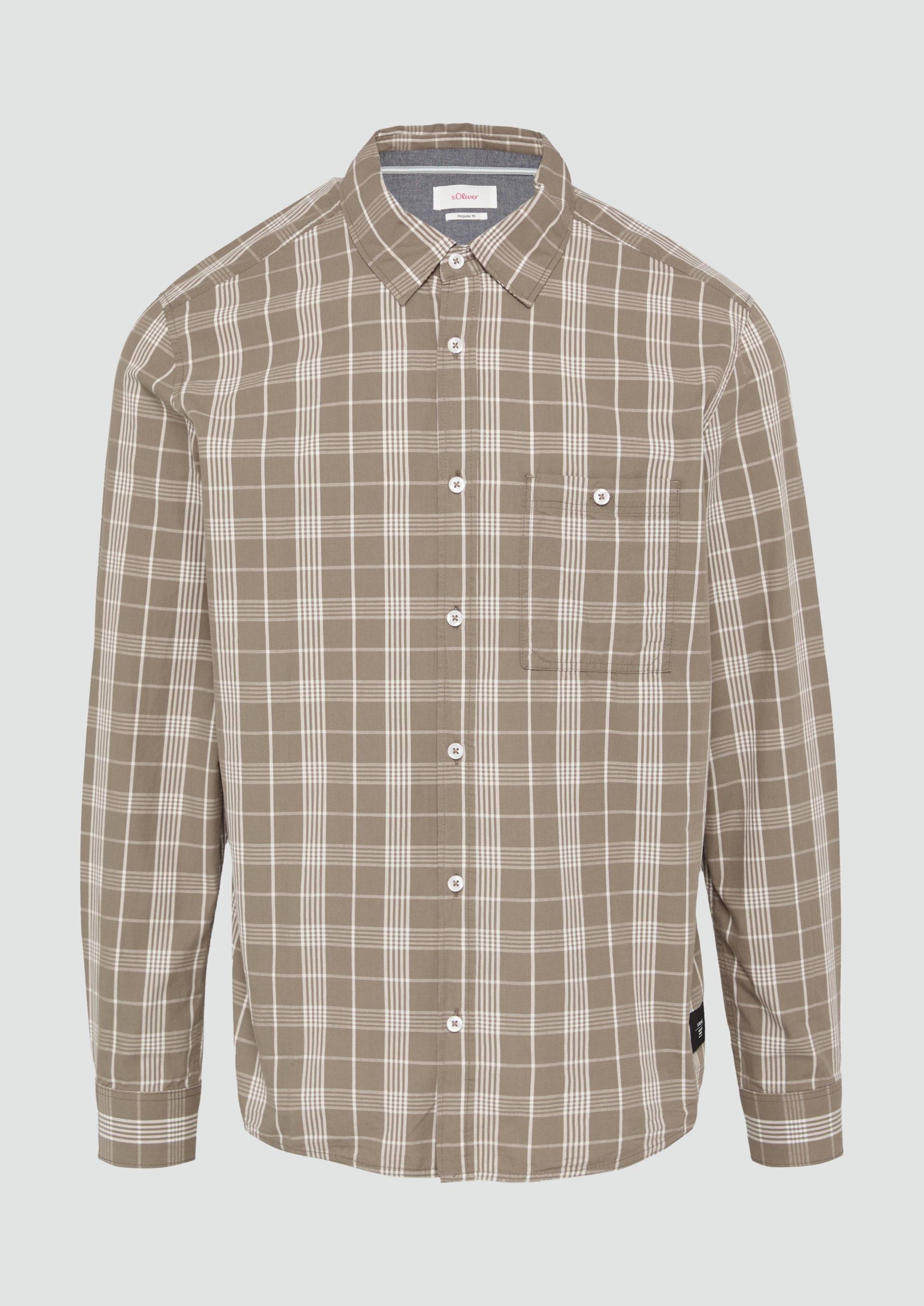 s.Oliver - Regular Fit: Kariertes Hemd mit Label-Patch, Herren, braun von s.Oliver