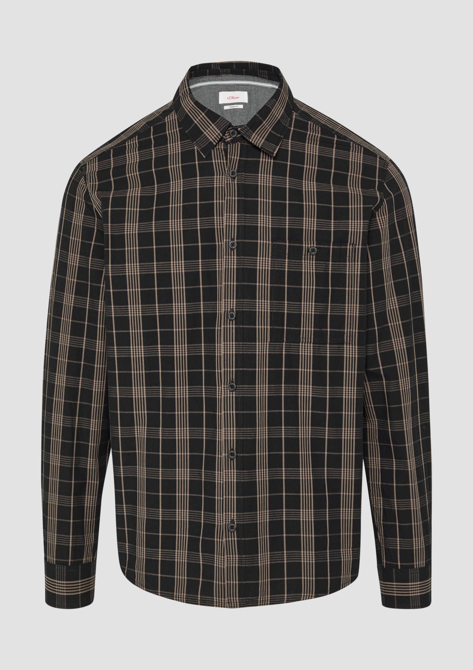 s.Oliver - Regular Fit: Kariertes Hemd mit Label-Patch, Herren, schwarz von s.Oliver