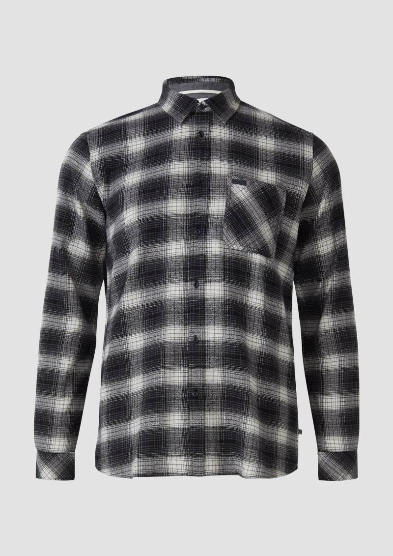 s.Oliver - Regular Fit: Kariertes Hemd mit Waschung, Herren, schwarz|mehrfarbig von s.Oliver