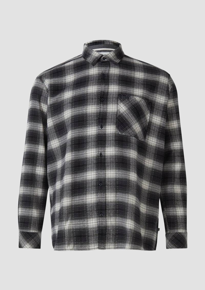 s.Oliver - Regular Fit: Kariertes Hemd mit Waschung, Herren, schwarz|mehrfarbig von s.Oliver