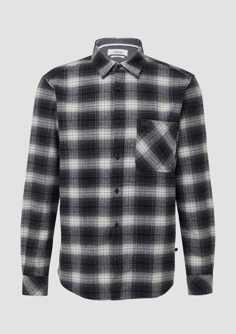 s.Oliver - Regular Fit: Kariertes Hemd aus Flanell, Herren, schwarz|weiß von s.Oliver