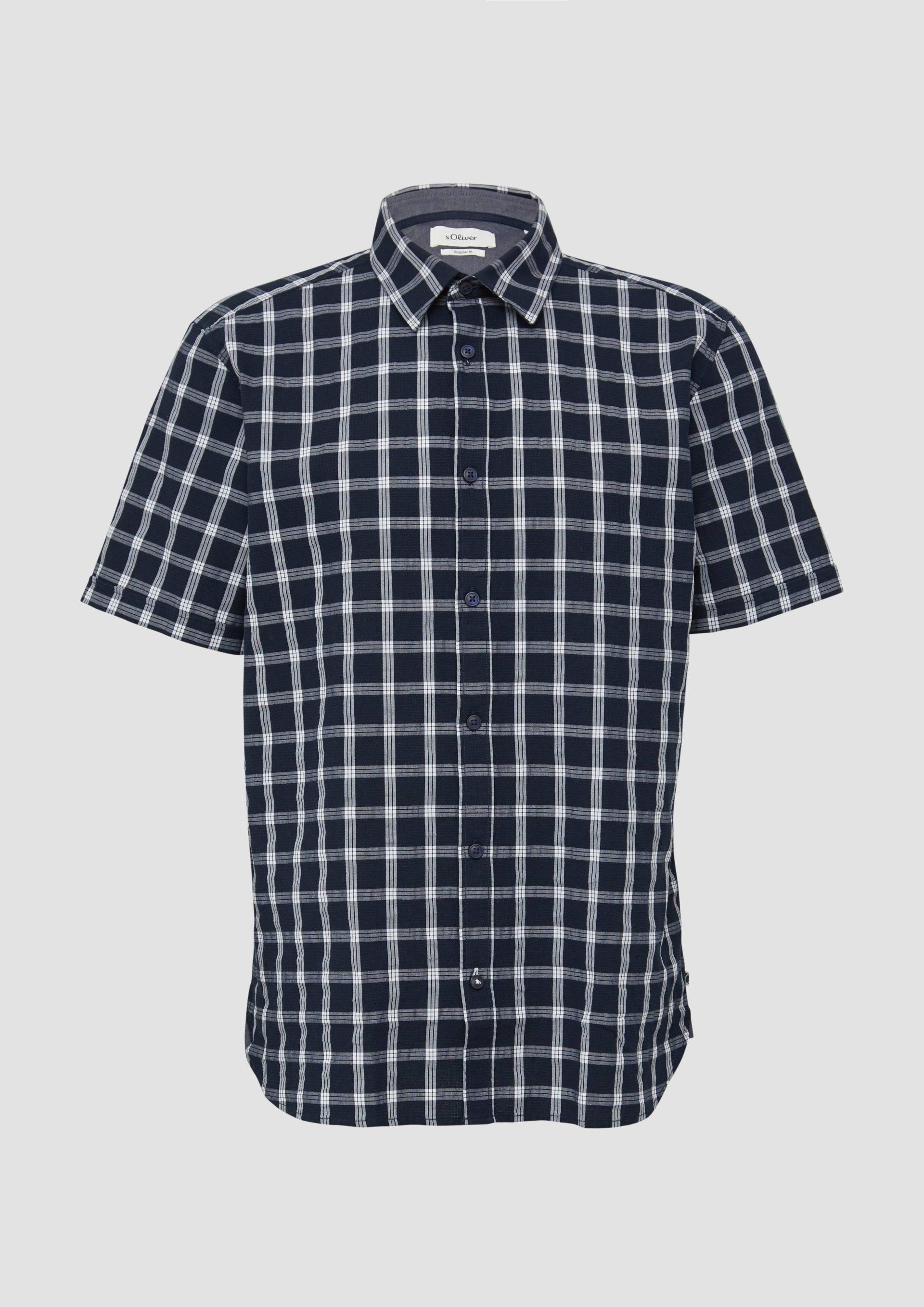 s.Oliver - Regular Fit: Kariertes Kurzarmhemd mit Struktur, Herren, blau von s.Oliver