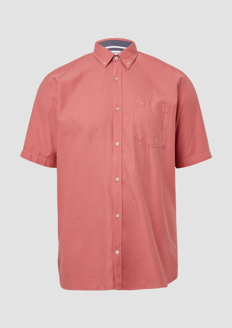s.Oliver - Regular Fit: Kurzärmeliges Twillhemd mit Button-Down-Kragen, Herren, Rosa von s.Oliver