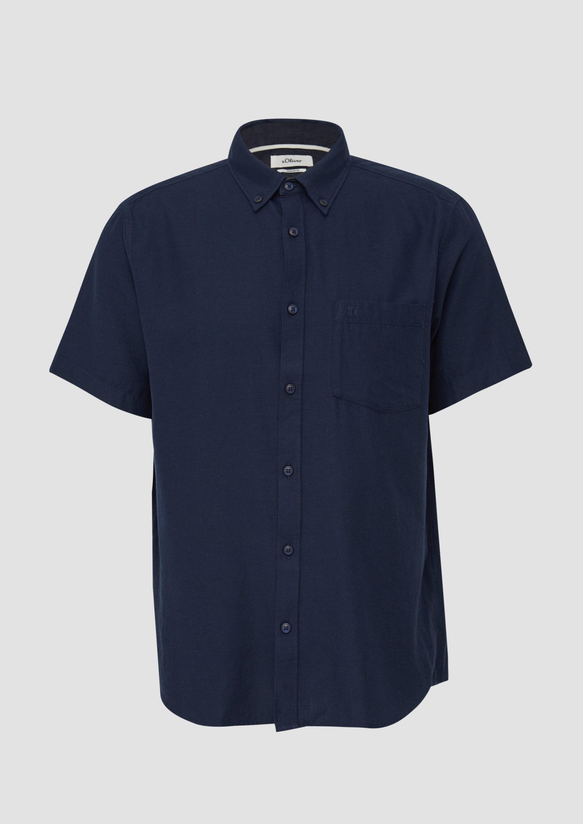 s.Oliver - Regular Fit: Kurzarm-Hemd aus Lyocellmix mit Button-Down-Kragen, Herren, blau von s.Oliver