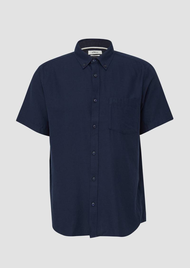s.Oliver - Regular Fit: Kurzarm-Hemd aus Lyocellmix mit Button-Down-Kragen, Herren, blau von s.Oliver
