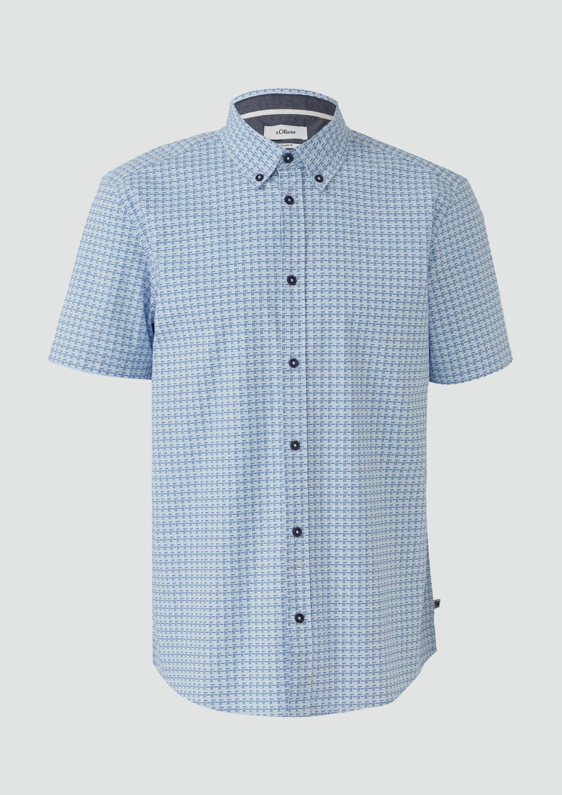 s.Oliver - Regular Fit: Gemustertes Kurzarmhemd aus Baumwolle mit Button-Down-Kragen, Herren, blau|mehrfarbig s.Oliver - Regular Fit: Gemustertes Kurzarmhemd aus Baumwolle mit Button-Down-Kragen, Herren, blau|mehrfarbig von s.Oliver
