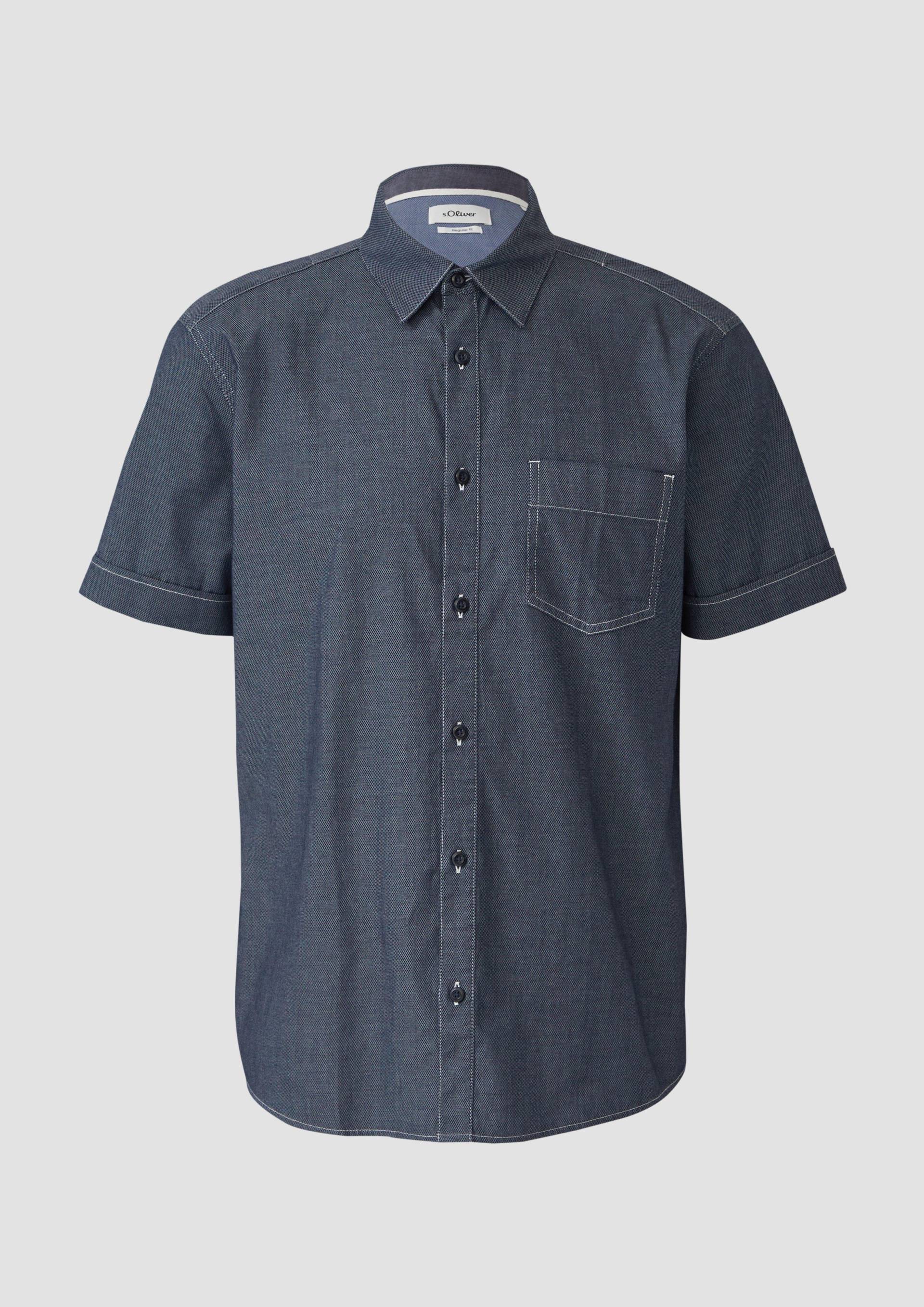 s.Oliver - Regular Fit: Strukturiertes Kurzarmhemd mit Kontrastnähten, Herren, blau s.Oliver - Regular Fit: Strukturiertes Kurzarmhemd mit Kontrastnähten, Herren, blau von s.Oliver