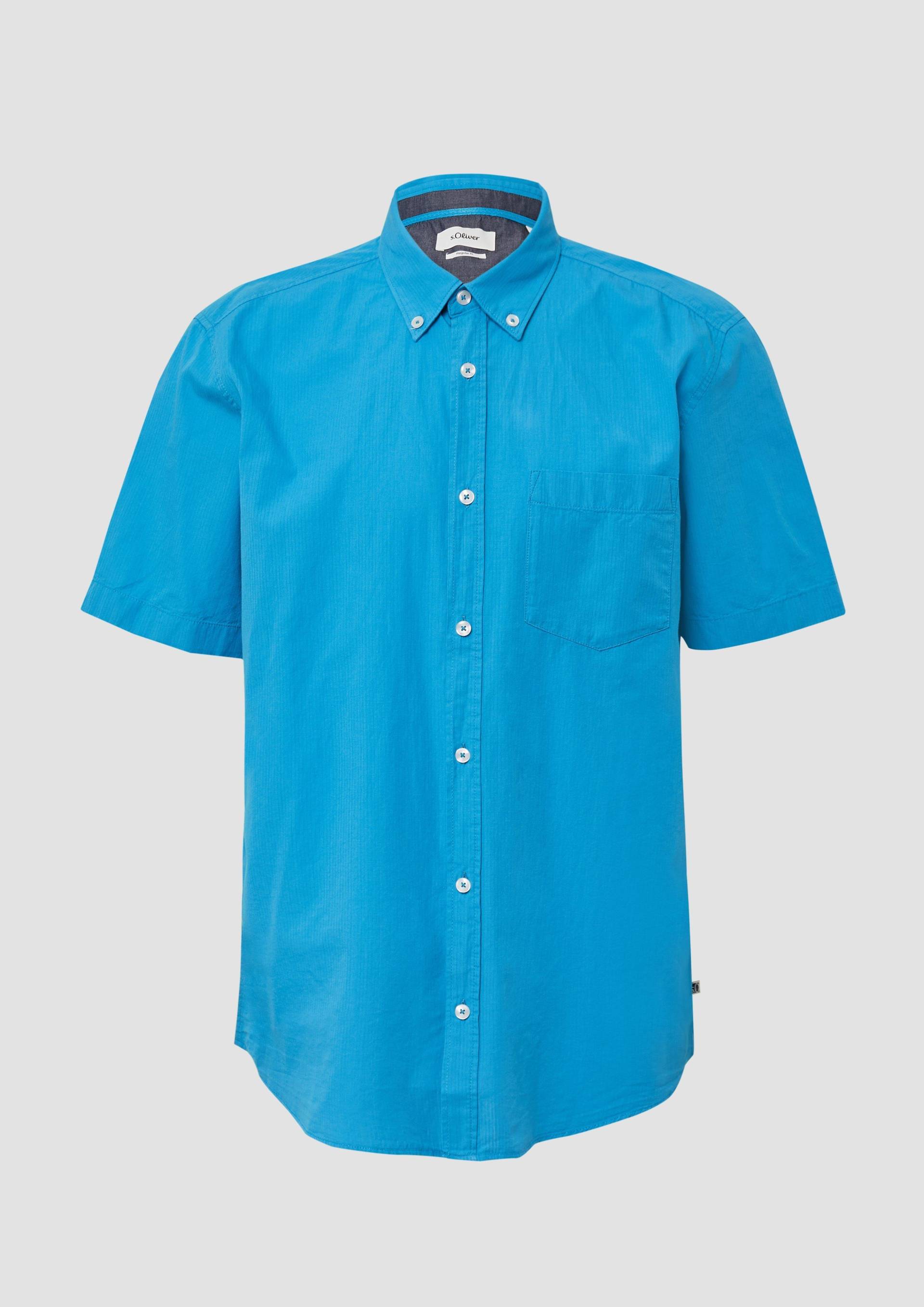 s.Oliver - Regular Fit: Kurzarmhemd mit Struktur-Streifen und Button-Down-Kragen, Herren, blau s.Oliver - Regular Fit: Kurzarmhemd mit Struktur-Streifen und Button-Down-Kragen, Herren, blau von s.Oliver