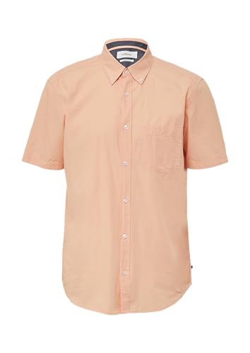 s.Oliver Regular Fit: Kurzarmhemd mit Struktur-Streifen und Button-Down-Kragen Papaya M von s.Oliver