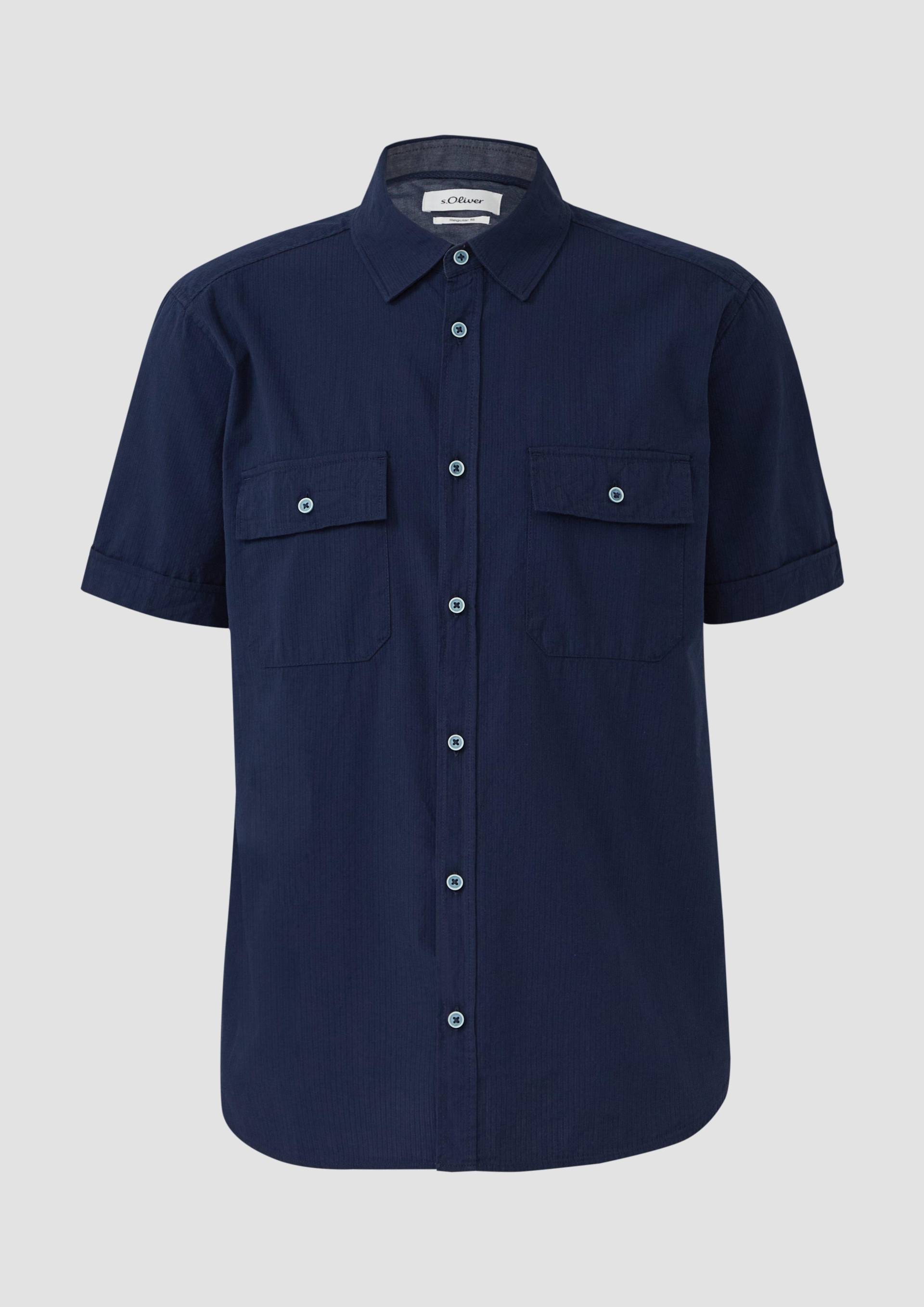 s.Oliver - Regular Fit: Kurzarmhemd mit Strukturstreifen und Kentkragen, Herren, blau s.Oliver - Regular Fit: Kurzarmhemd mit Strukturstreifen und Kentkragen, Herren, blau von s.Oliver