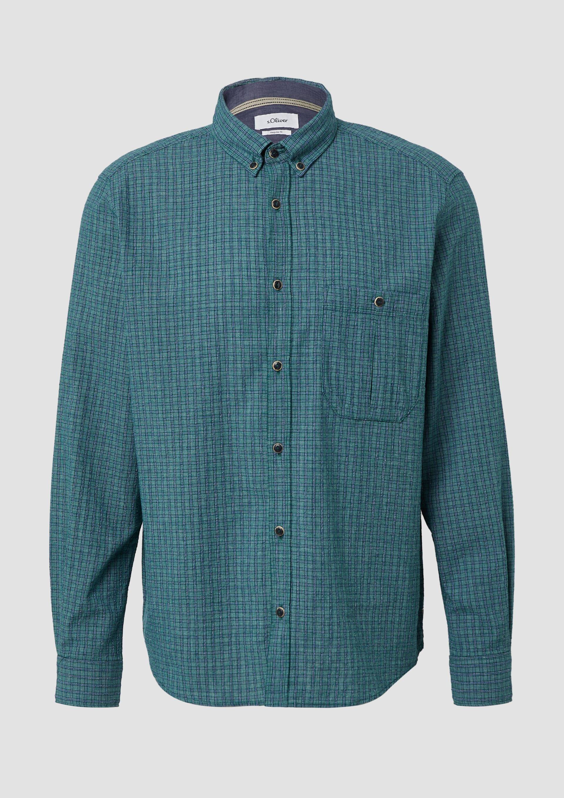 s.Oliver - Regular Fit: Kariertes Baumwollhemd mit Struktur und Button-Down-Kragen, Herren, Grün s.Oliver - Regular Fit: Kariertes Baumwollhemd mit Struktur und Button-Down-Kragen, Herren, Grün von s.Oliver