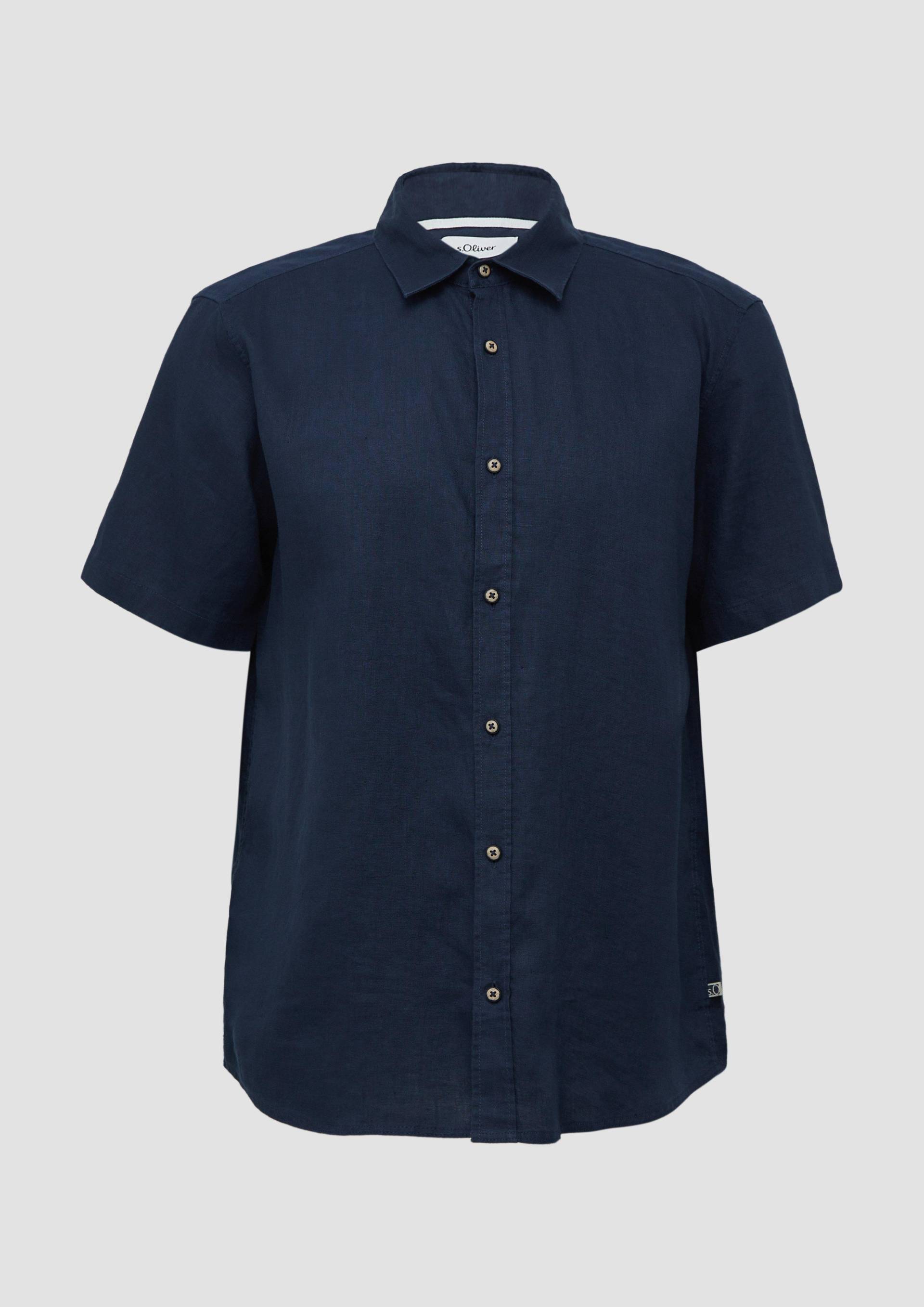 s.Oliver - Regular Fit: Leichtes Kurzarmhemd aus 100% Leinen, Herren, blau von s.Oliver