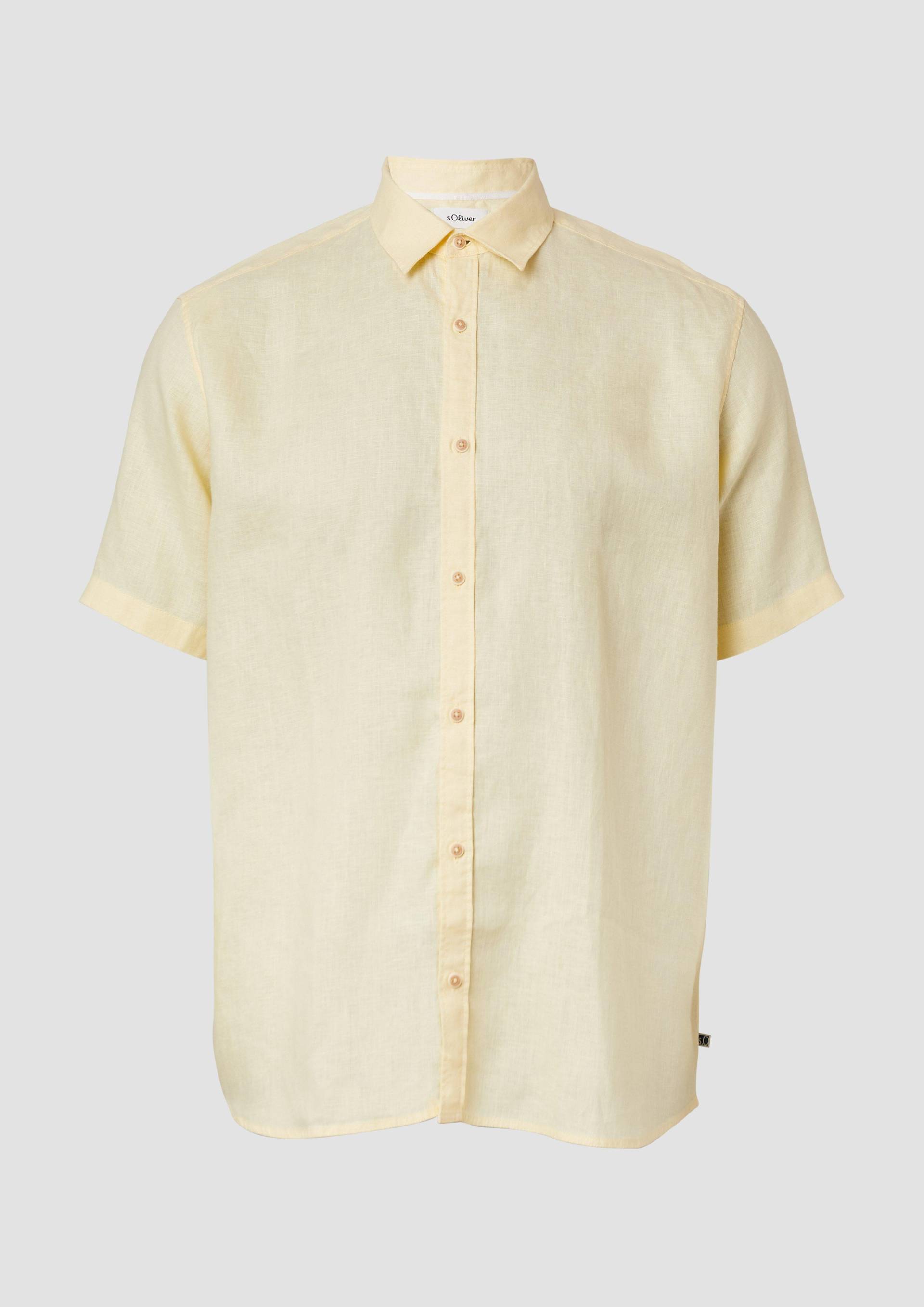 s.Oliver - Regular Fit: Leichtes Kurzarmhemd aus 100% Leinen, Herren, gelb von s.Oliver