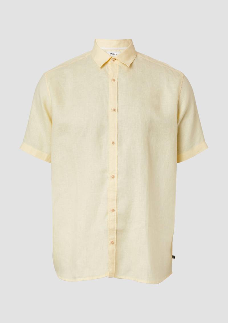 s.Oliver - Regular Fit: Leichtes Kurzarmhemd aus 100% Leinen, Herren, gelb von s.Oliver