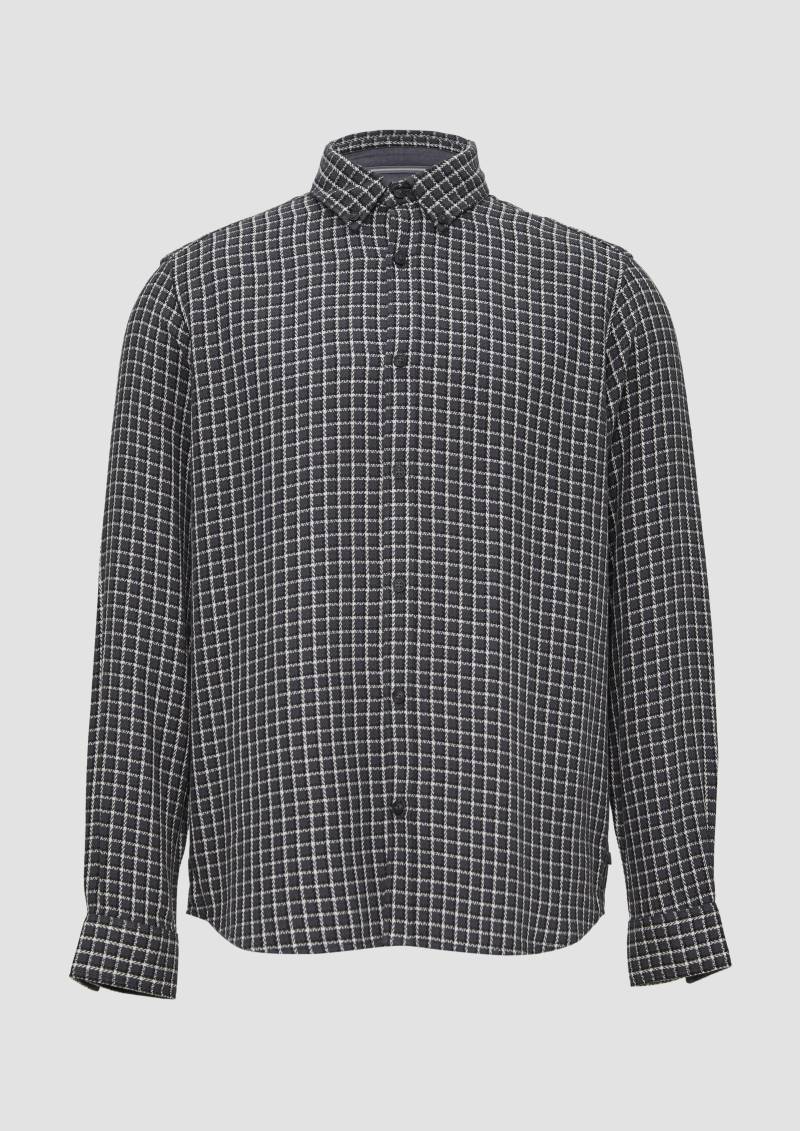 s.Oliver - Regular Fit: Strukturiertes Baumwollhemd mit Button-down-Kragen, Herren, grau von s.Oliver