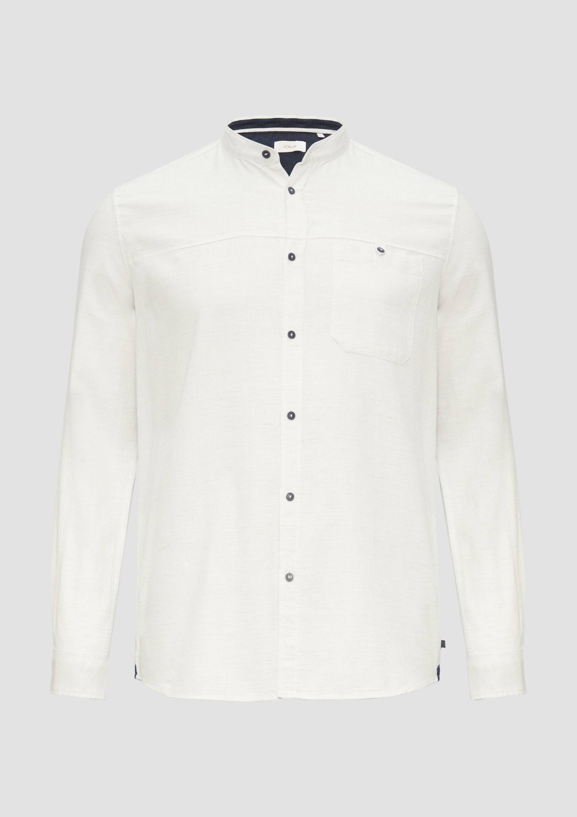s.Oliver - Regular Fit: Strukturiertes Baumwollhemd mit Stehkragen, Herren, weiß von s.Oliver