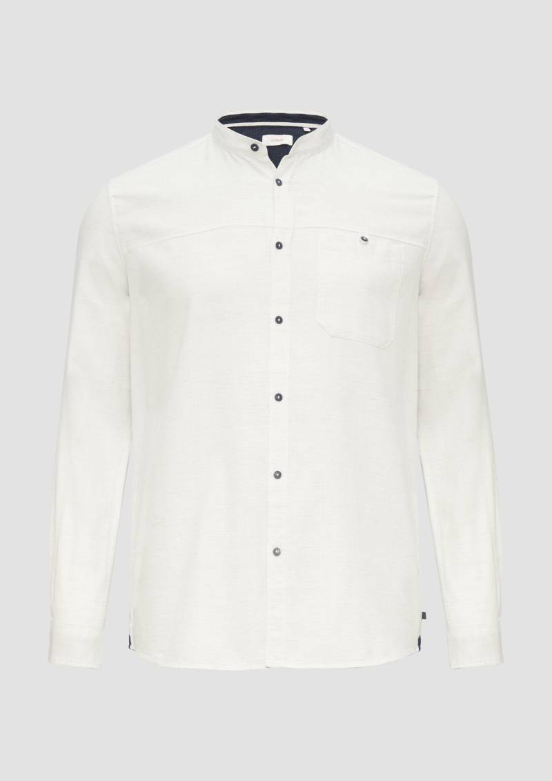 s.Oliver - Regular Fit: Strukturiertes Baumwollhemd mit Stehkragen, Herren, weiß von s.Oliver