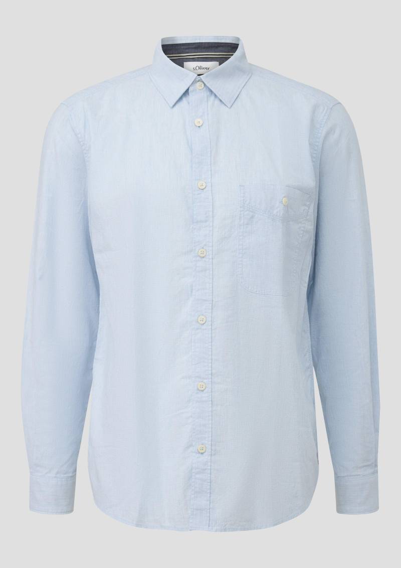 s.Oliver - Regular Fit: Strukturiertes Hemd mit Brusttasche, Herren, blau von s.Oliver