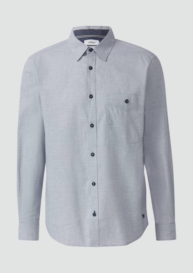 s.Oliver - Regular Fit: Strukturiertes Hemd mit Brusttasche, Herren, blau von s.Oliver