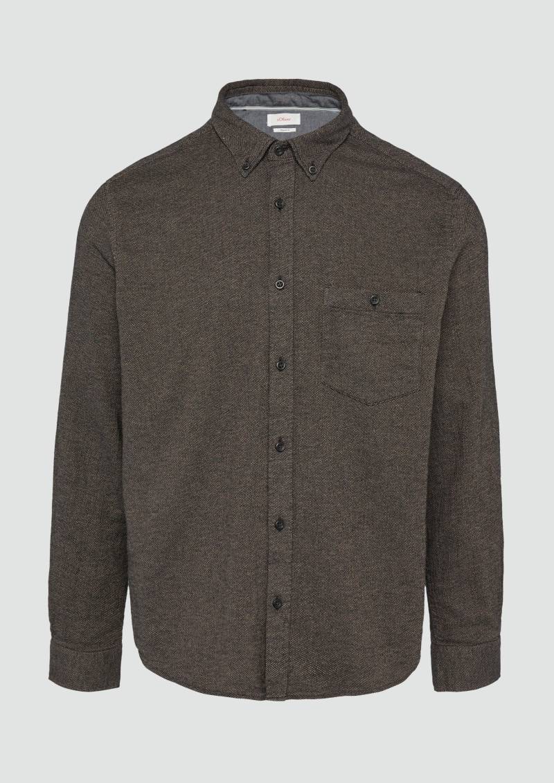 s.Oliver - Regular Fit: Strukturiertes Hemd mit Button-Down-Kragen, Herren, schwarz von s.Oliver