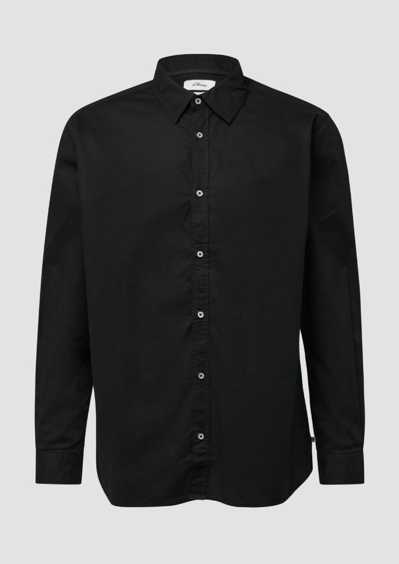 s.Oliver - Regular Fit: Strukturiertes Hemd mit Kentkragen, Herren, schwarz von s.Oliver