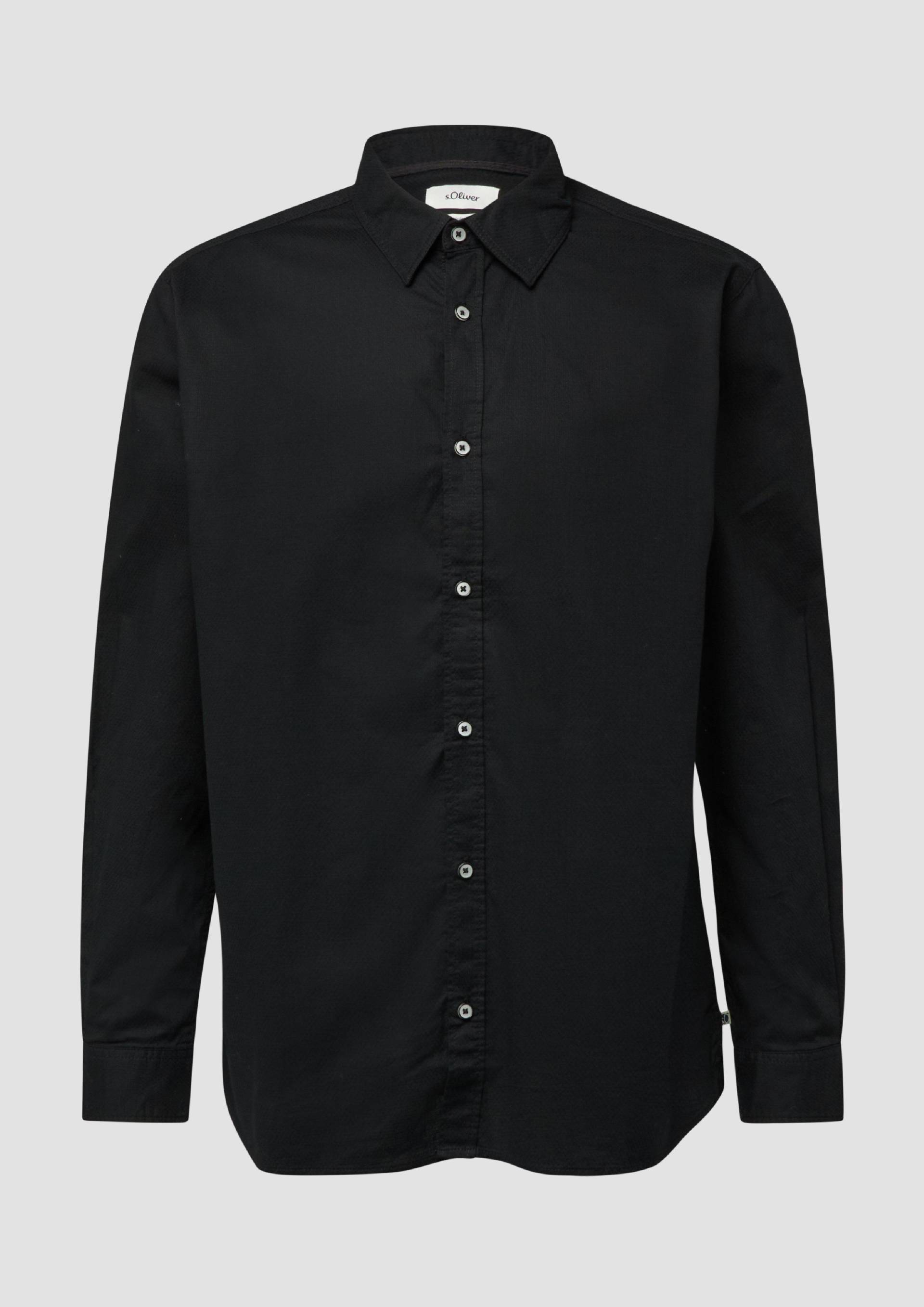 s.Oliver - Regular Fit: Strukturiertes Hemd mit Kentkragen, Herren, schwarz von s.Oliver
