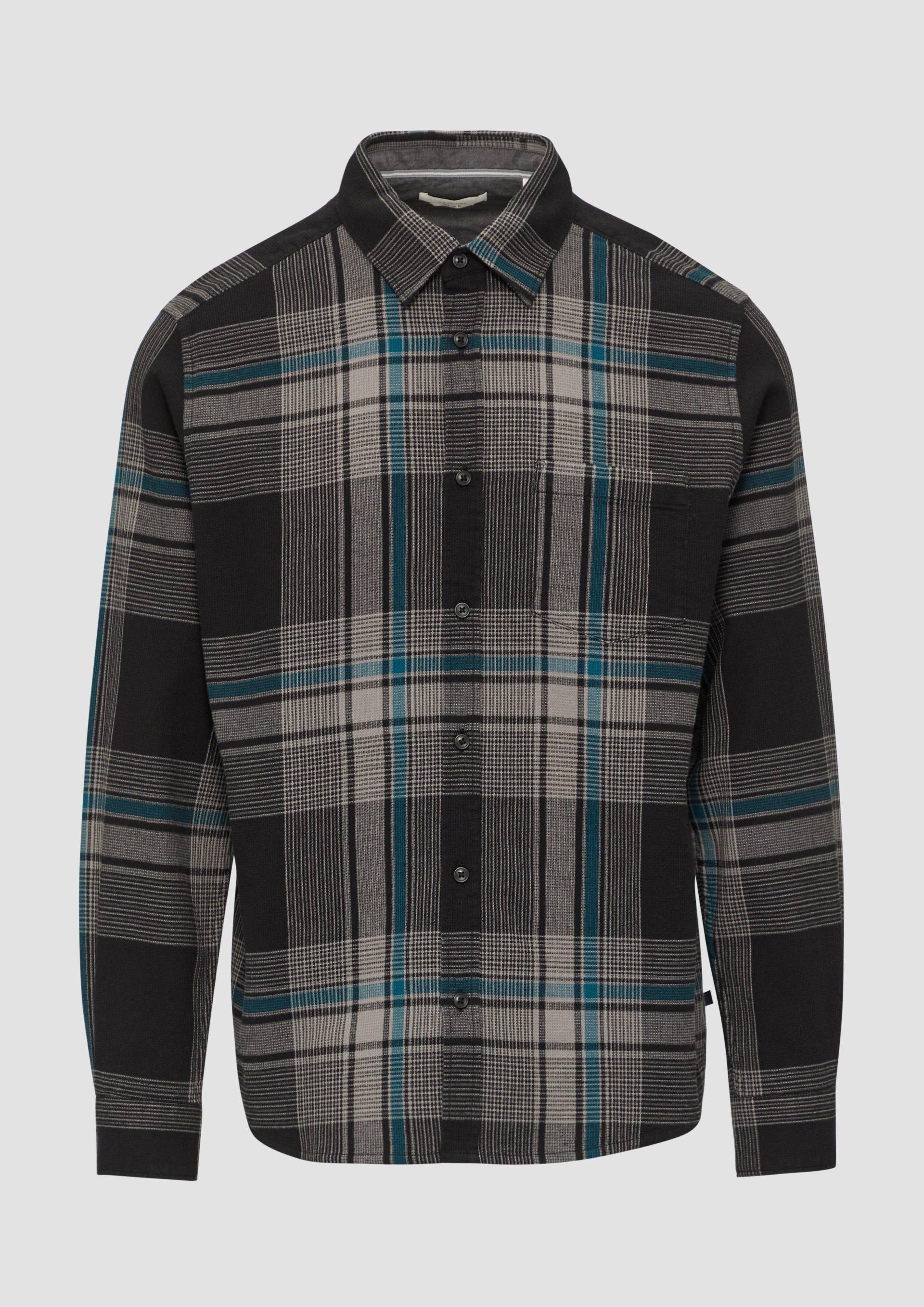 s.Oliver - Regular Fit: Strukturiertes Karohemd mit Brusttasche, Herren, schwarz von s.Oliver