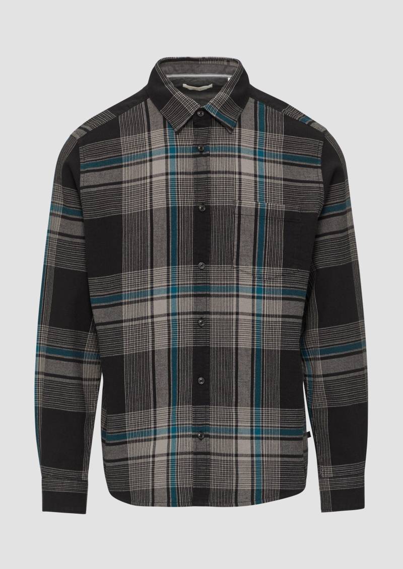 s.Oliver - Regular Fit: Strukturiertes Karohemd mit Brusttasche, Herren, schwarz von s.Oliver