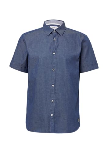 s.Oliver Regular Fit: Strukturiertes Kurzarmhemd aus Baumwolle mit Kentkragen tiefblau L von s.Oliver