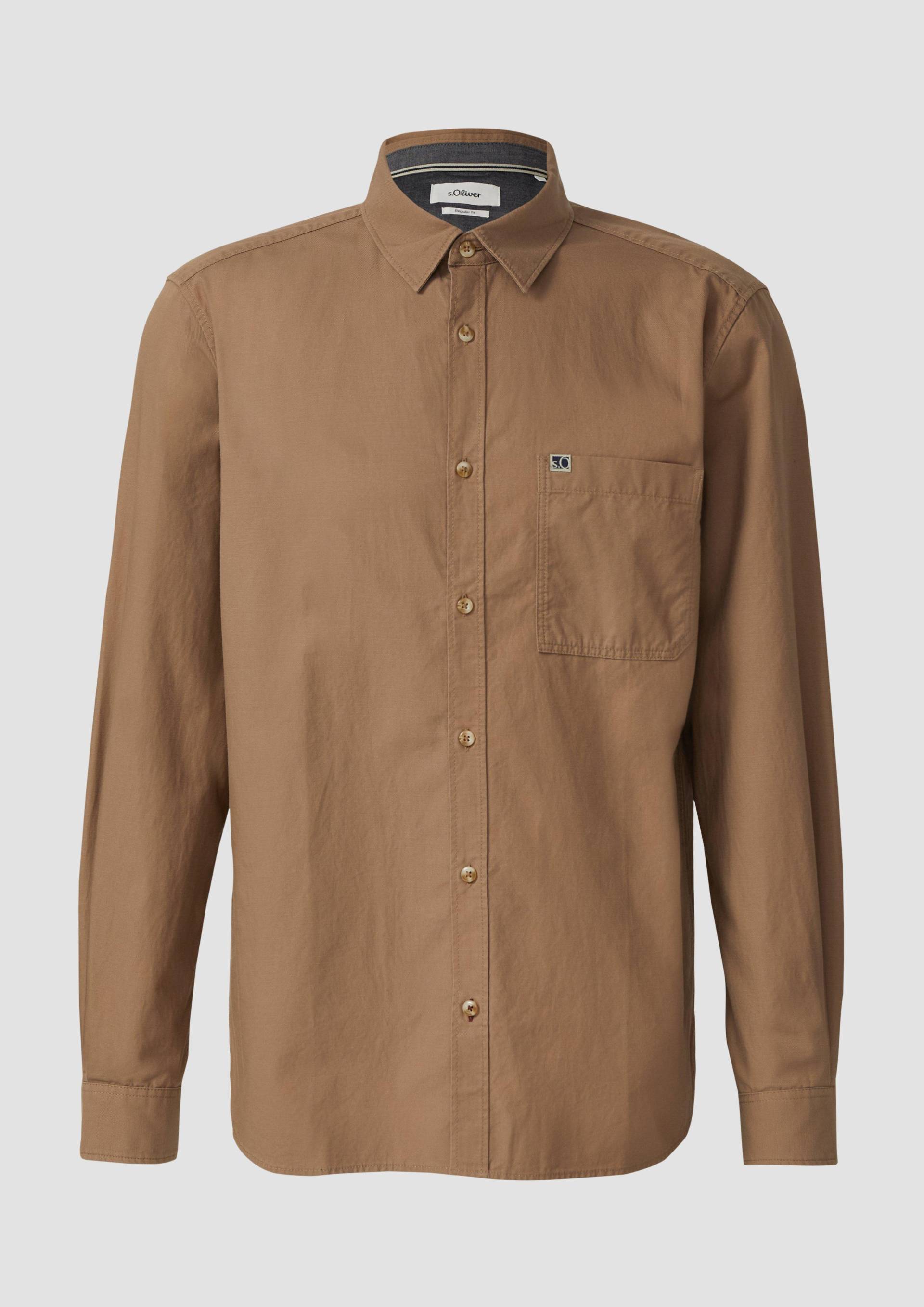 s.Oliver - Regular Fit: Weiches Hemd mit feiner Struktur, Herren, braun von s.Oliver