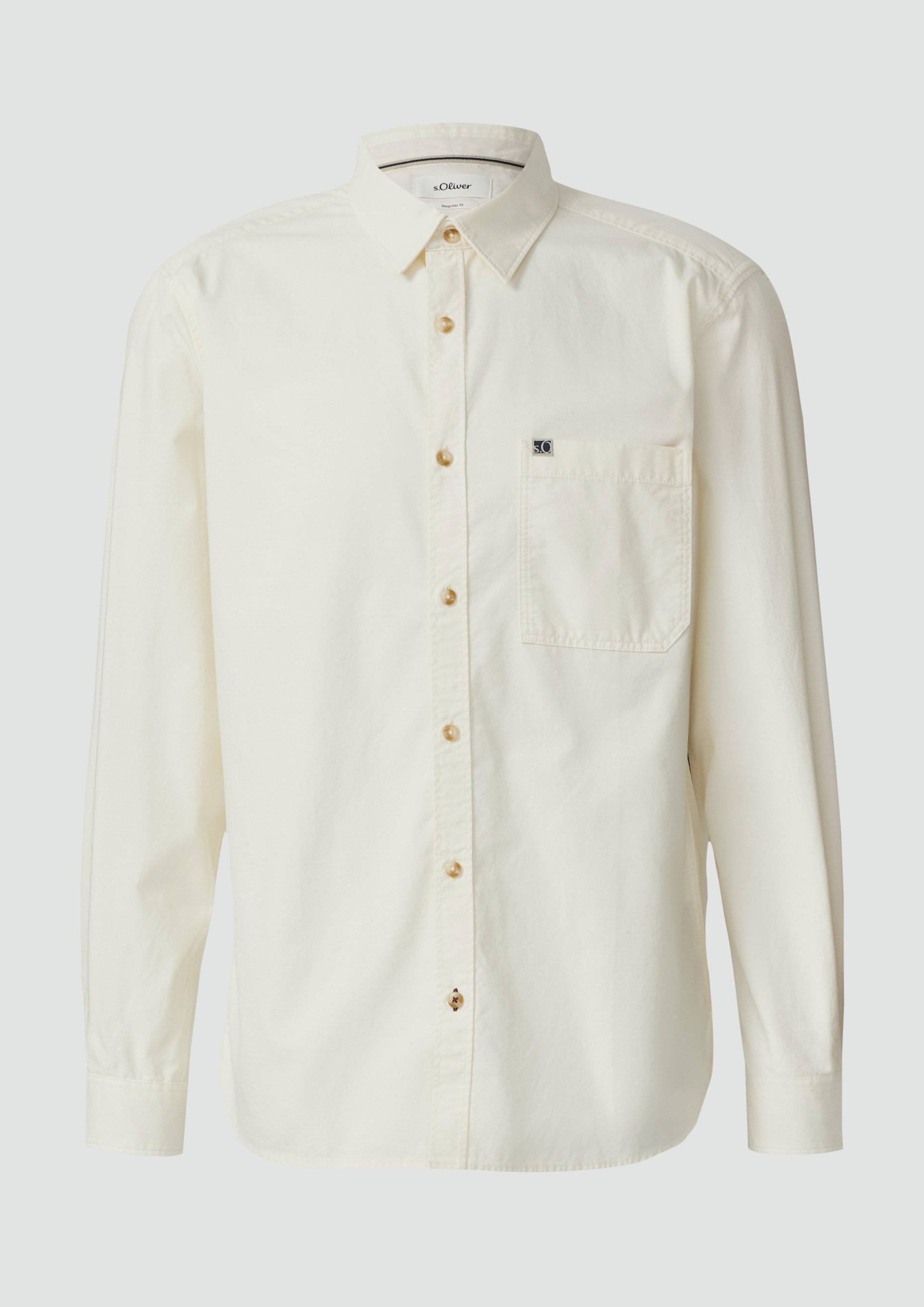 s.Oliver - Regular Fit: Weiches Hemd mit feiner Struktur, Herren, creme von s.Oliver