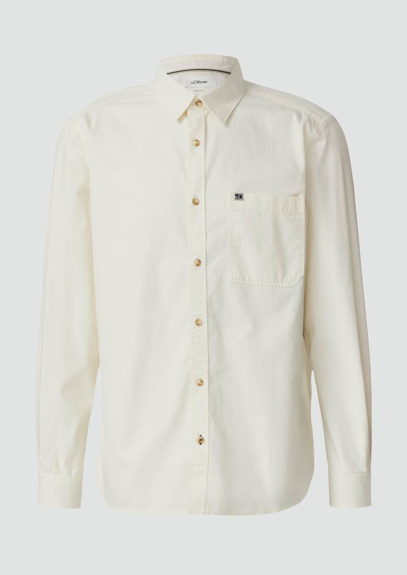 s.Oliver - Regular Fit: Weiches Hemd mit feiner Struktur, Herren, creme von s.Oliver