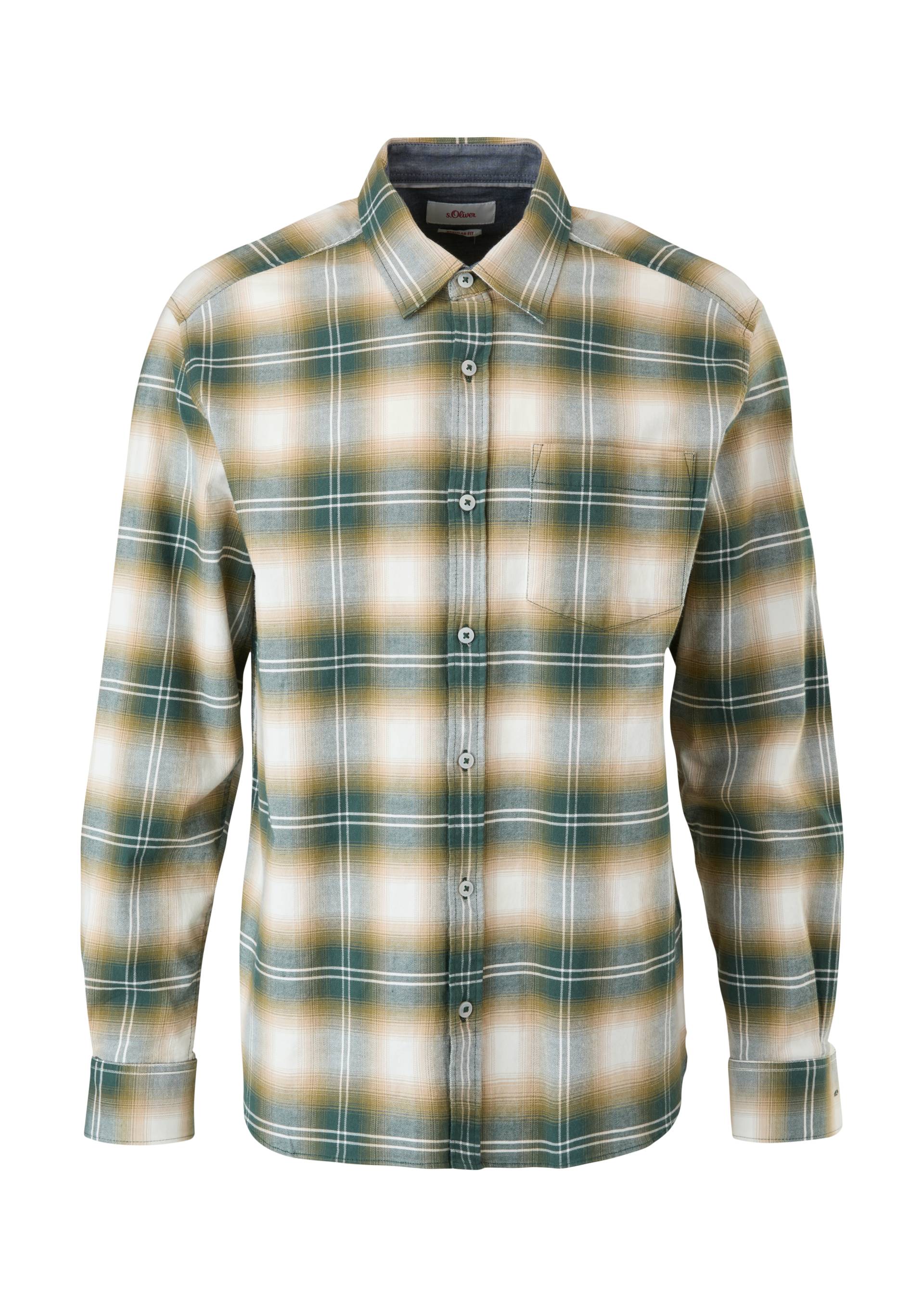 s.Oliver - Regular: Kariertes Flanell-Hemd, Herren, beige|olive von s.Oliver