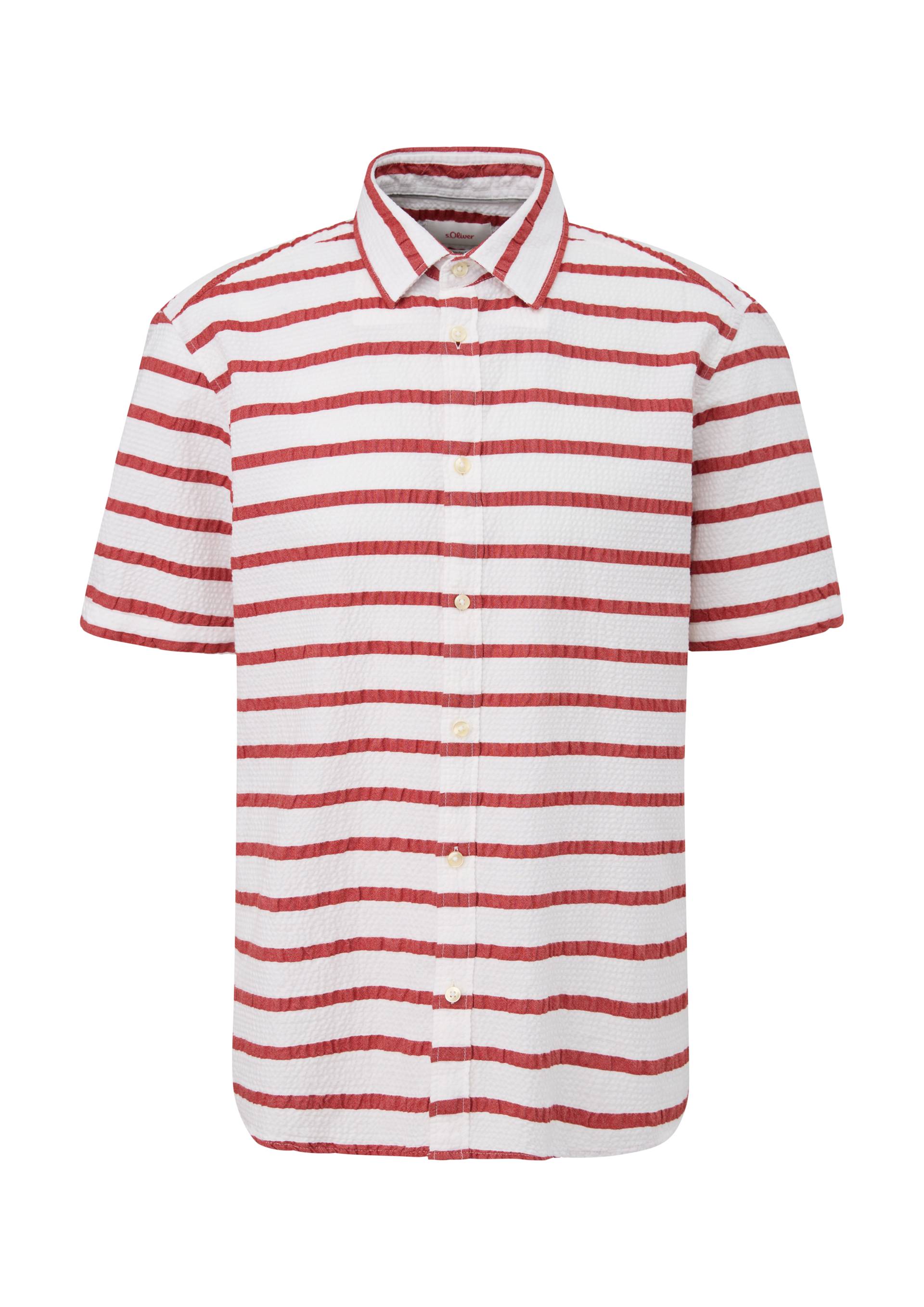 s.Oliver - Regular: Kurzarmhemd im Streifendesign, Herren, rot|weiß von s.Oliver