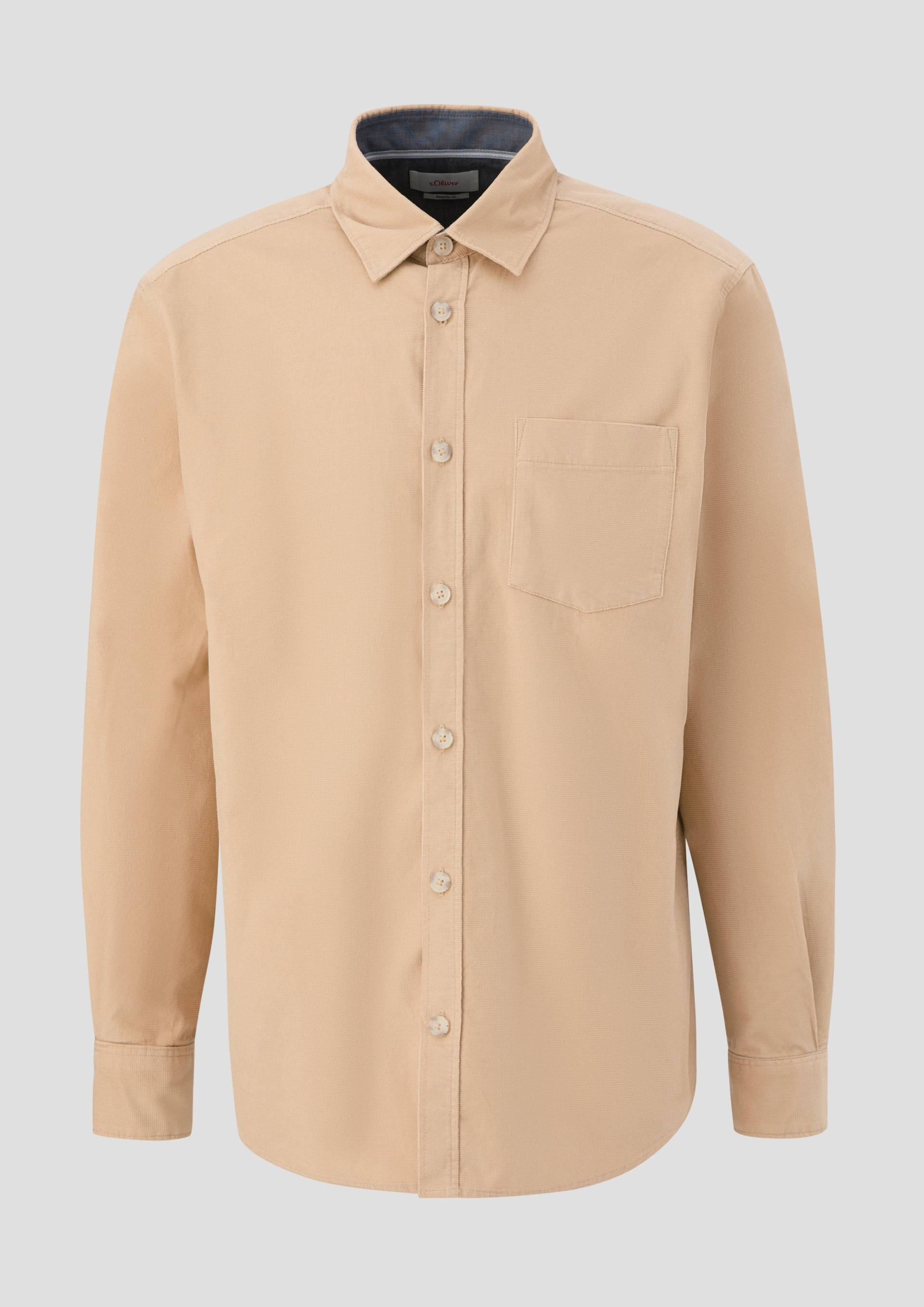 s.Oliver - Regular: Langarmhemd aus Baumwolle, Herren, Beige von s.Oliver