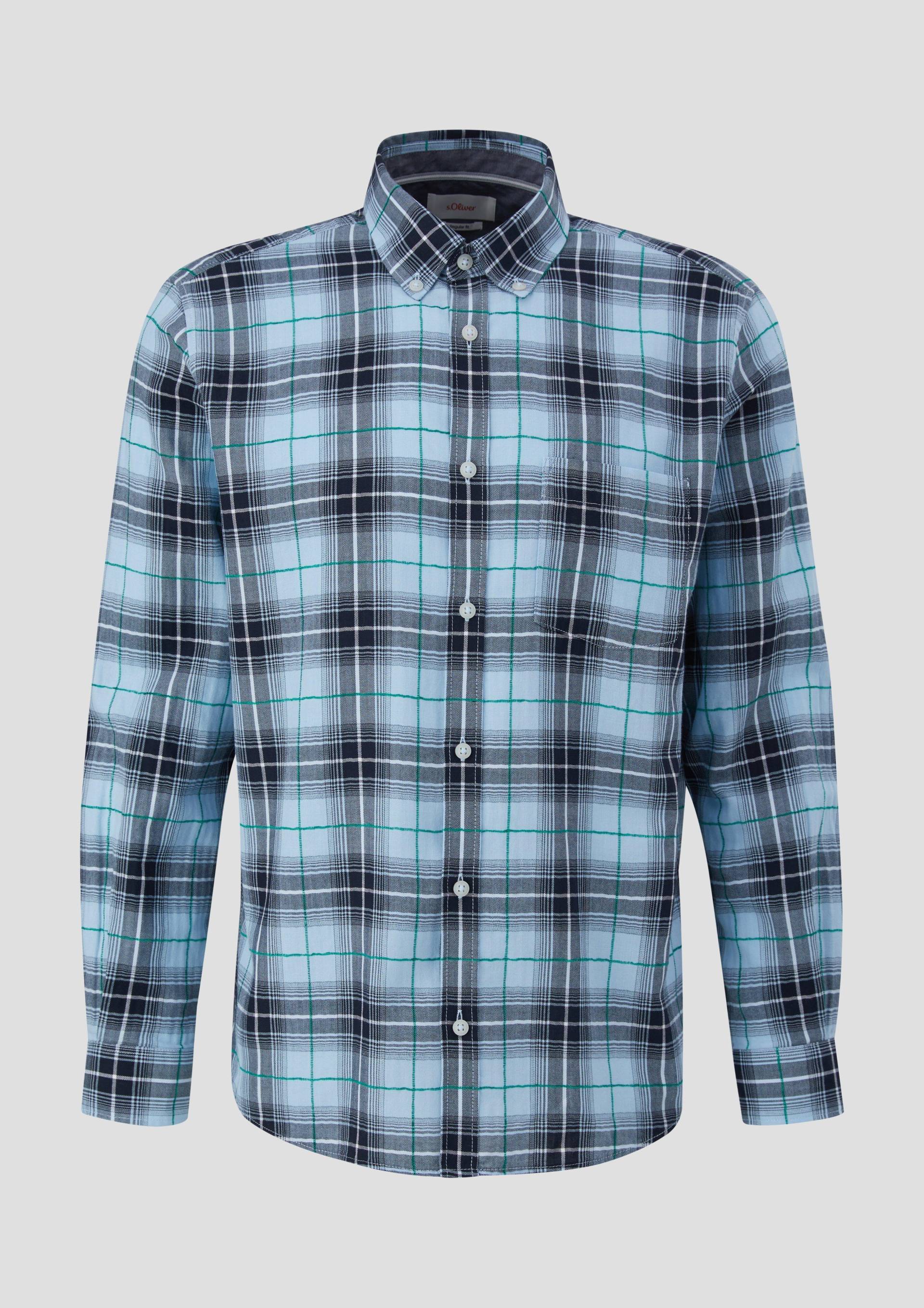 s.Oliver - Regular: Langarmhemd mit Button-down-Kragen, Herren, blau von s.Oliver