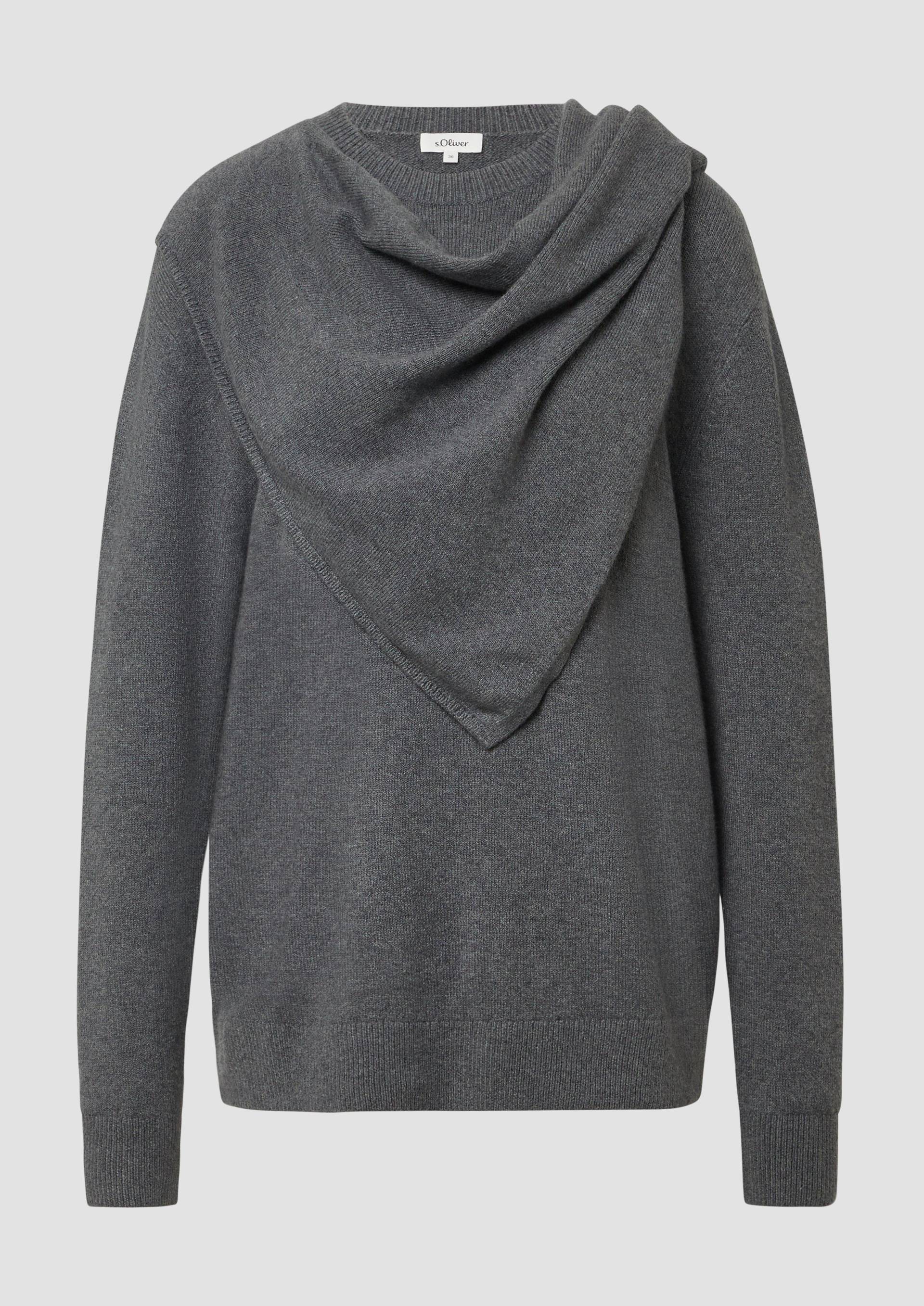 s.Oliver - Relaxed Fit Feinstrick-Pullover mit Schalkragen, Damen, grau von s.Oliver