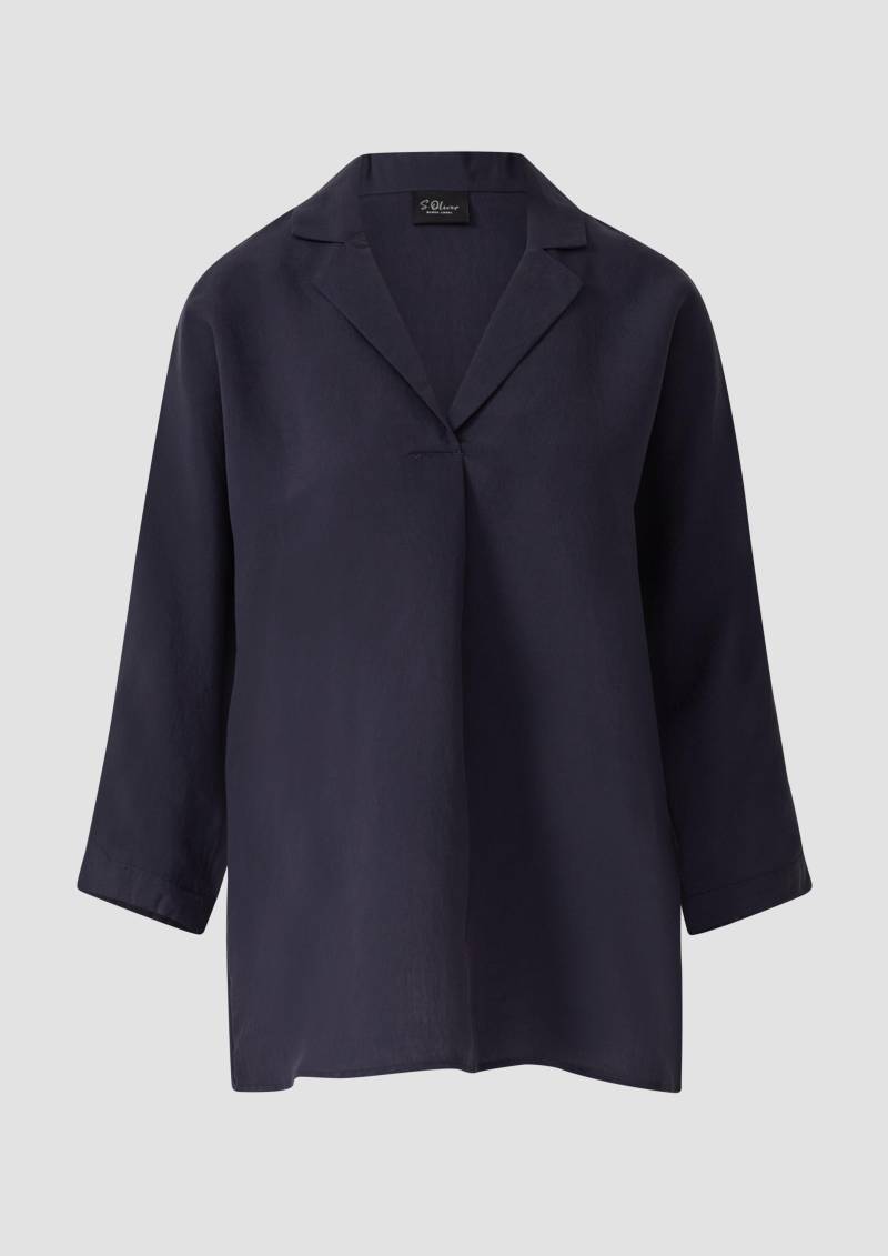 s.Oliver - Relaxed-Fit-Hemdbluse mit Fledermausärmeln, Damen, blau von s.Oliver