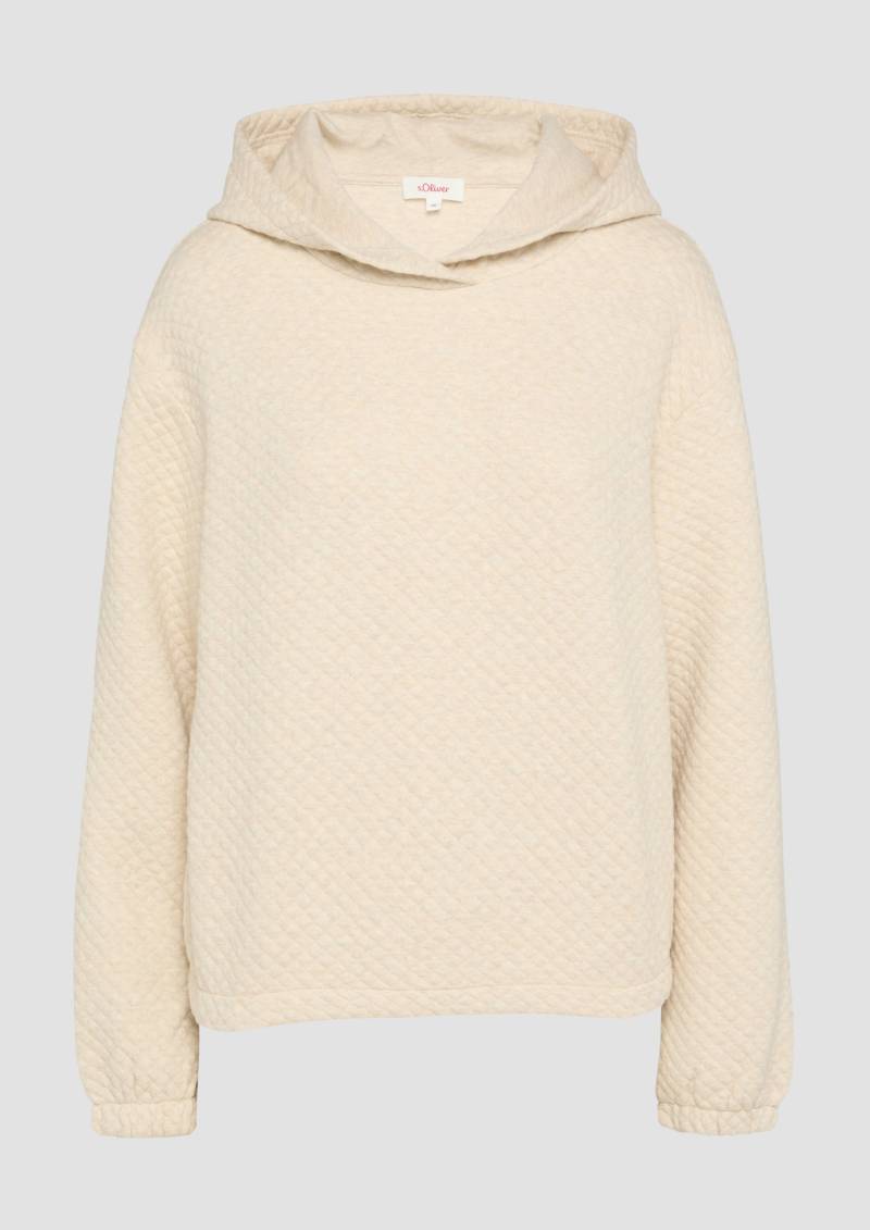 s.Oliver - Relaxed-Fit-Hoodie mit Waffelstruktur, Damen, Beige von s.Oliver
