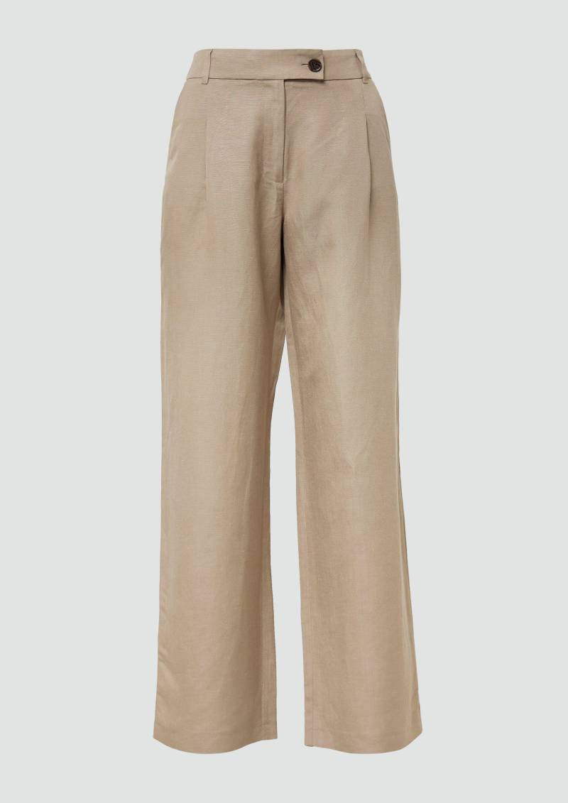 s.Oliver - Relaxed-Fit-Hose aus Leinenmix mit Extra Wide Leg, Damen, braun von s.Oliver