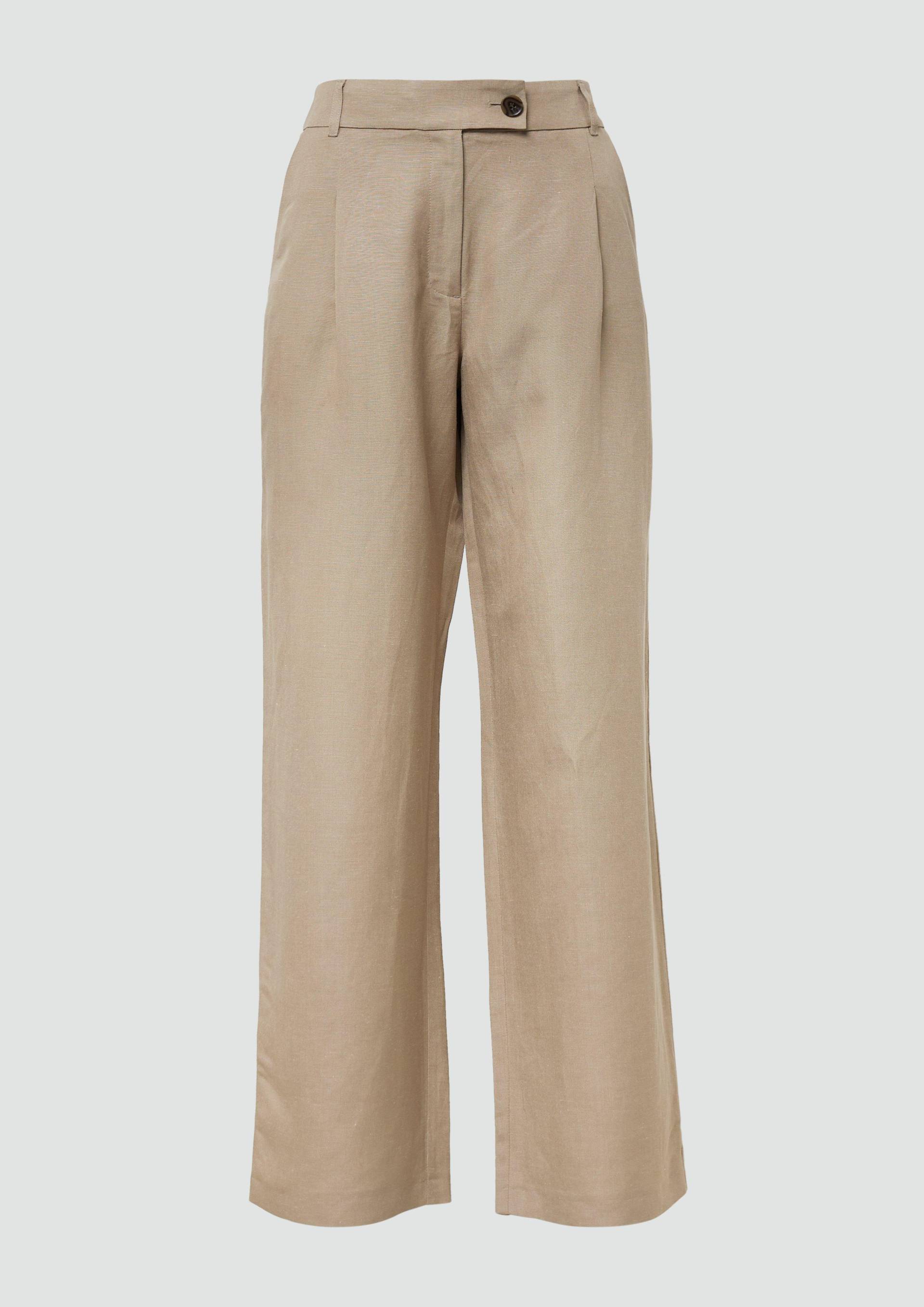 s.Oliver - Relaxed-Fit-Hose aus Leinenmix mit Extra Wide Leg, Damen, braun von s.Oliver