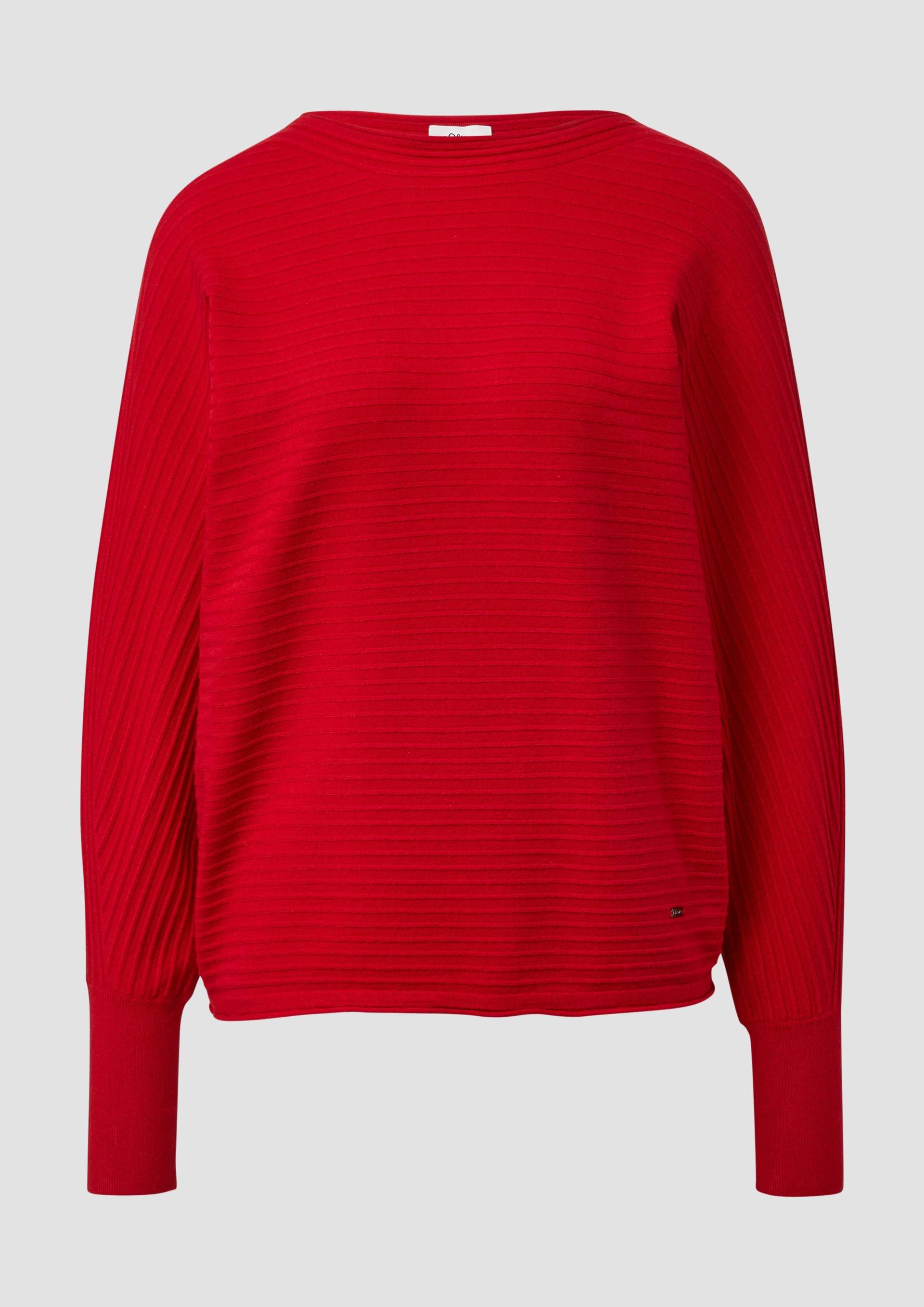 s.Oliver - Pullover in Rippstruktur mit Fledermausärmeln, Damen, rot von s.Oliver