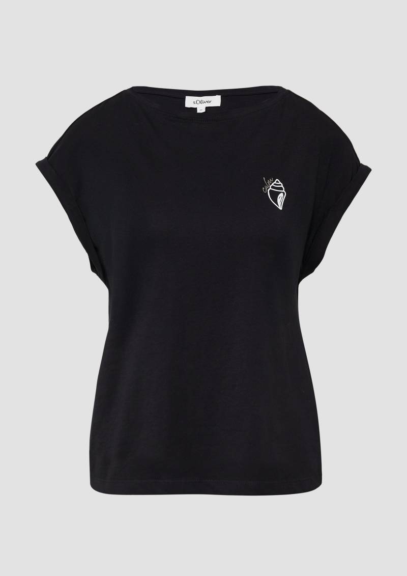 s.Oliver - Relaxed-Fit-Shirt mit Print und überschnittenen Schultern, Damen, schwarz von s.Oliver