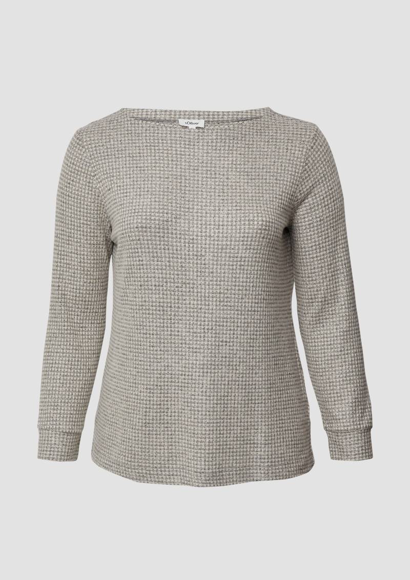 s.Oliver - Relaxed Fit Shirt mit langen Ärmeln und U-Bootausschnitt, Damen, beige|braun von s.Oliver