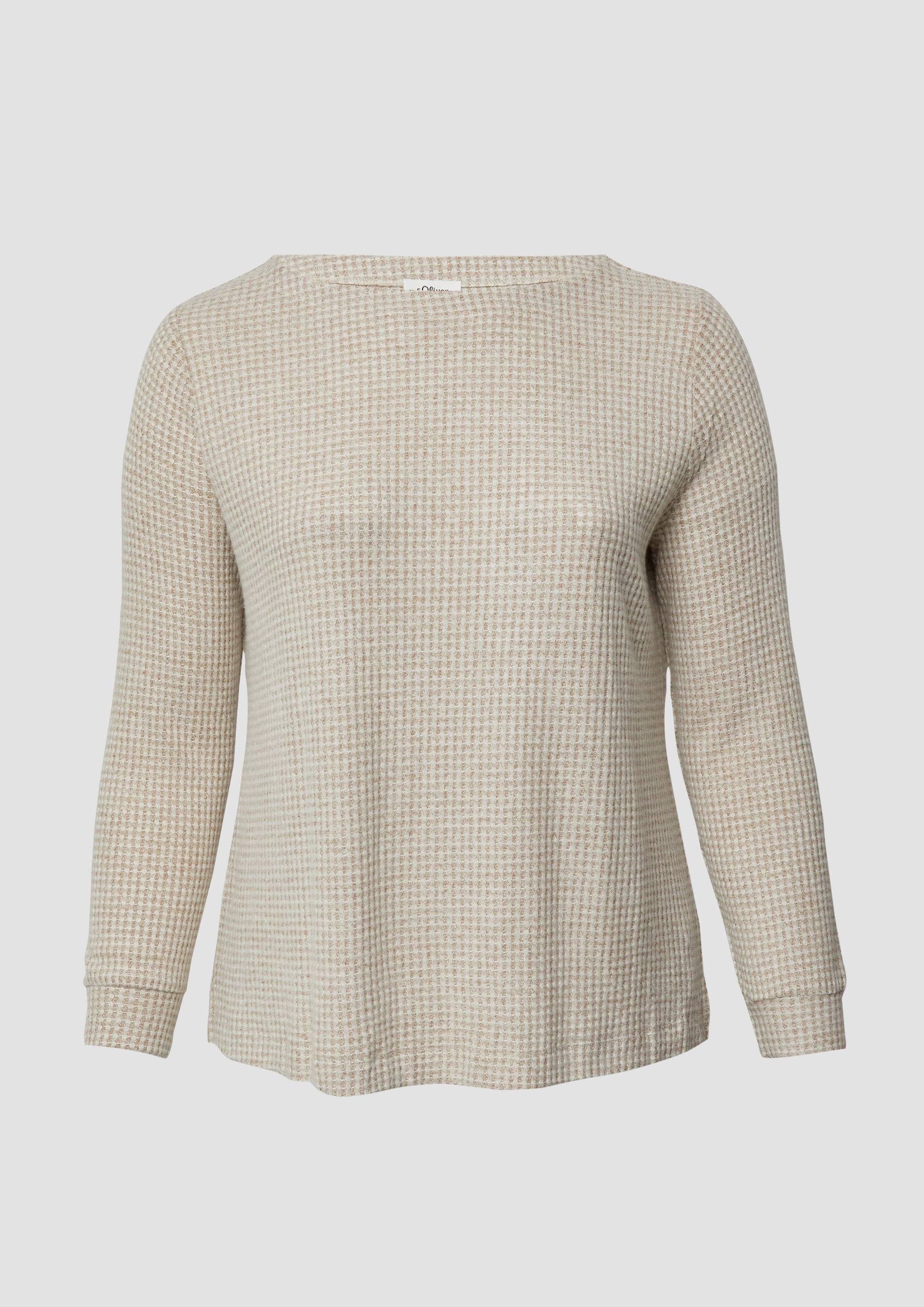 s.Oliver - Relaxed Fit Shirt mit langen Ärmeln und U-Bootausschnitt, Damen, beige|creme von s.Oliver