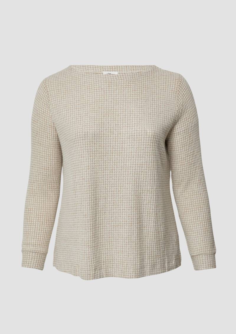 s.Oliver - Relaxed Fit Shirt mit langen Ärmeln und U-Bootausschnitt, Damen, beige|creme von s.Oliver