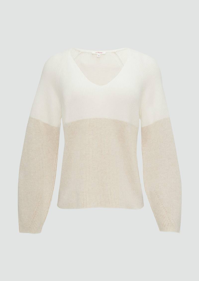 s.Oliver - Relaxed Fit Strickpullover in Two-Tone-Optik, Damen, creme von s.Oliver